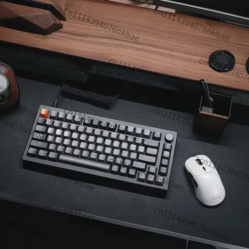Black Walnut Monitor Stand Double-Layer Computer Riser With Drawers Desktop Storage Rack Modern Office Workspace Organizer