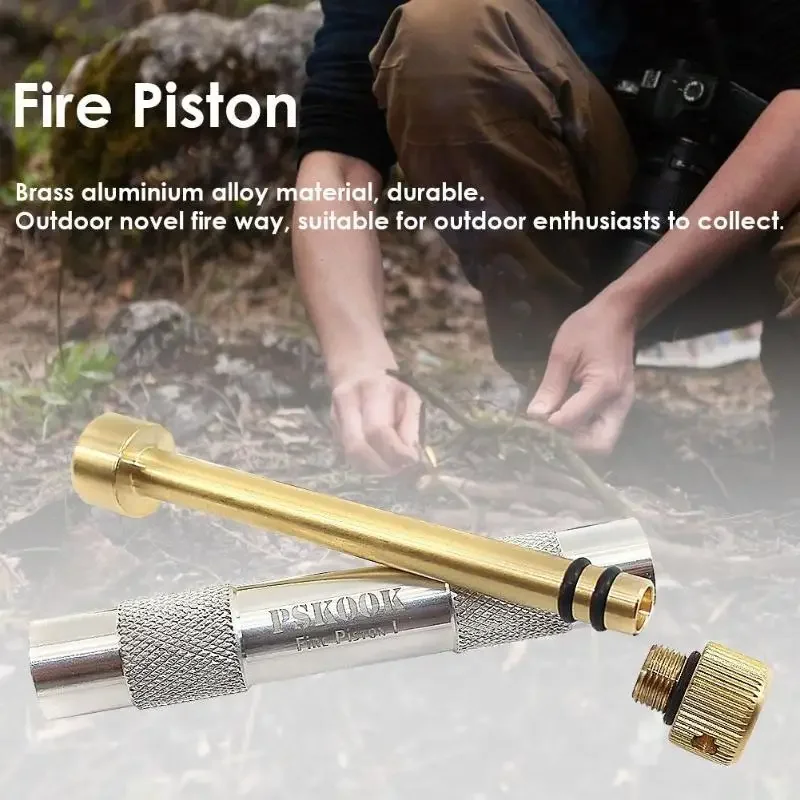 Outdoor Brass Fire Piston Kit Emergency Tools Flame Maker Fire Starter Tube Air Compression Torch Camping Picnic Tools