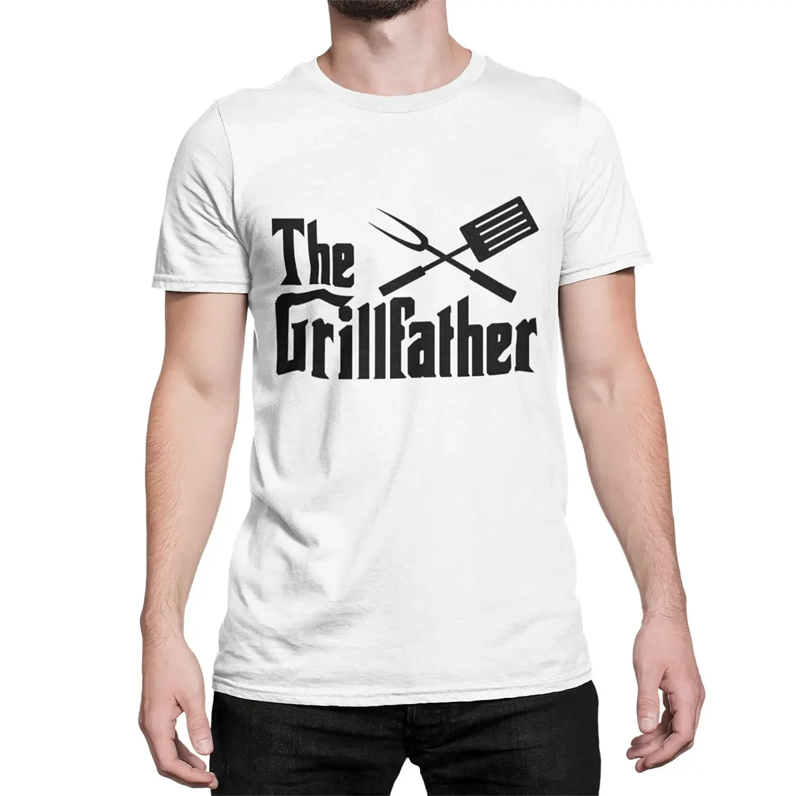 Funny Men's T Shirt Grillfather Grillmaster Top for Dads as Barbecue Accessories or Birthday Dad Idea S 5XL vintage Washed