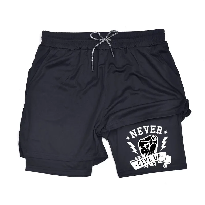 

Мужские спортивные шорты 2-в-1 с двойным слоем для бега, тренировок, повседневной носки, дышащие, для баскетбола, летние, с петлей для полотенца, влагоотводящие