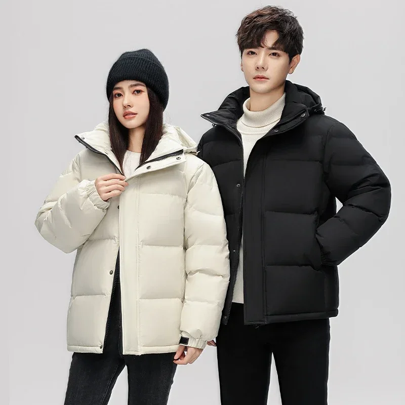 

Men Parkas Hot Sale Korean Fashion Couple Down Jacket for Men Women Thickened Hooded Winter Warm Windproof Streetwear Outdoor