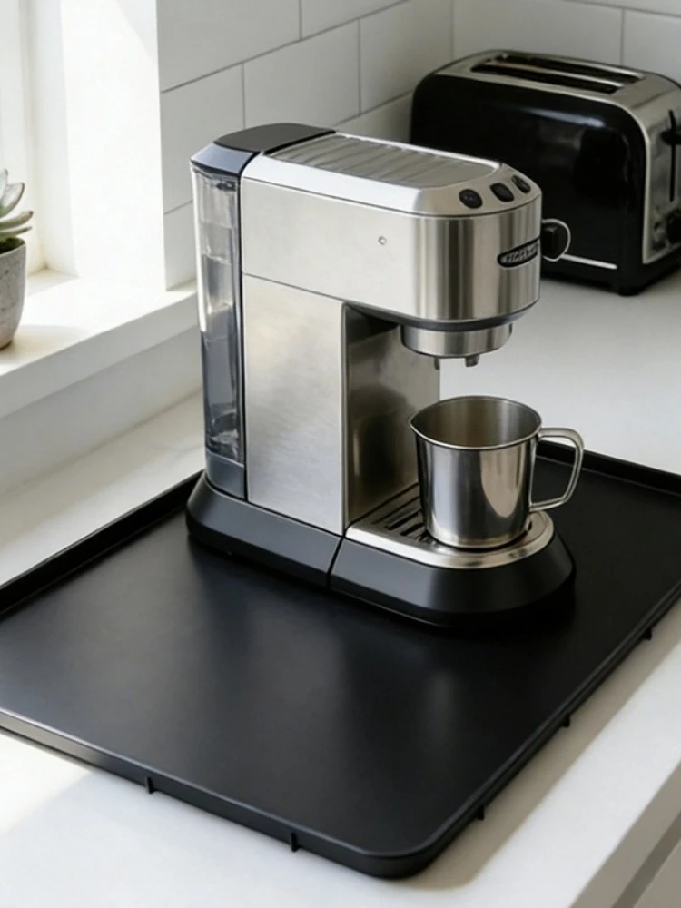 Silikon-Kaffeestation-Matte mit Erhöhtem Rand, Auslaufsicher, Rutschfest, Hitzebeständig, Arbeitsplatten-Schutzunterlage für Kaffeemaschine, Bar-Zubehör