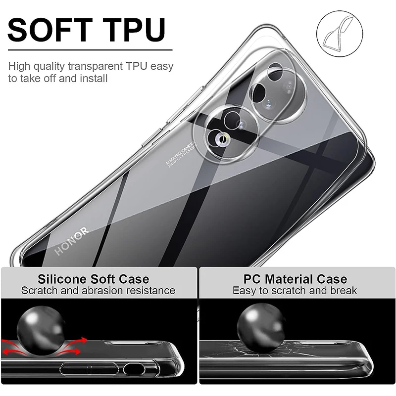 Ultra Thin Transparent Silicone Soft Case For Huawei Honor 50 60 80 Se 70 Gt 90 Lite Pro X30i X40i X50i X7 X7a X8 X8a X9a Bumper