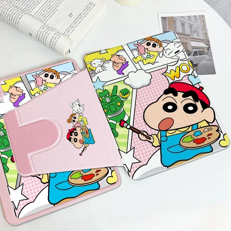 

Тройной чехол для iPad 2025 Air7 11th A16 11in Чехол для планшета Pro 21 9th 10.2in 10th 10.9in Cartoon Crayon Shin-chan Cover Mini6 7 Case