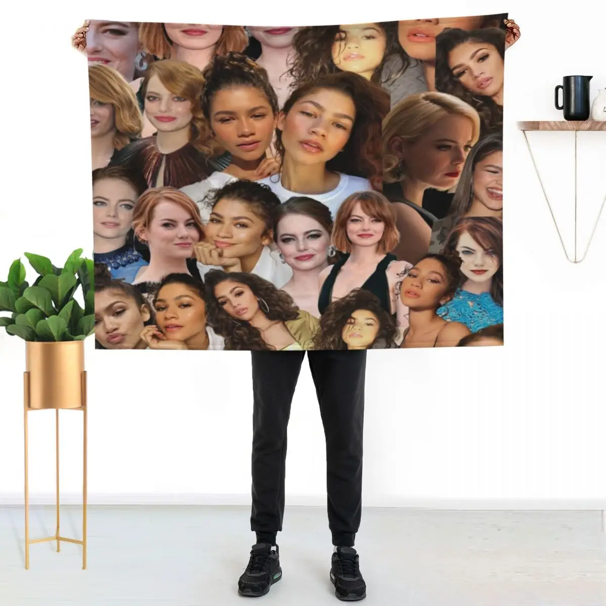 Emma stone and zendaya collage Throw Blanket Winter beds warm winter Luxury Flannel Travel Blankets