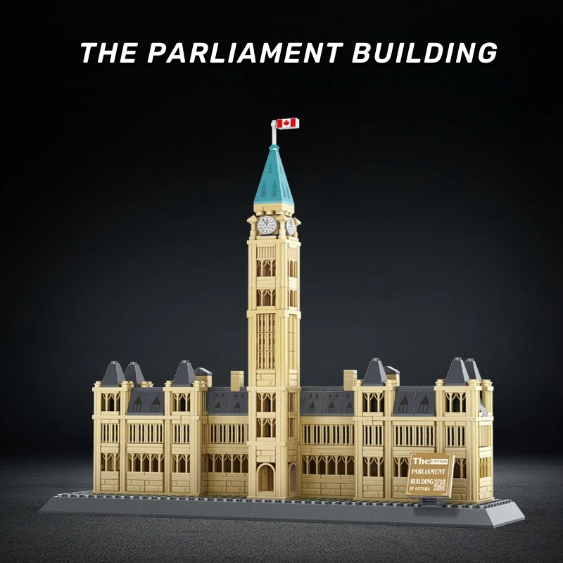 608PCS World Famous Modern Architecture Building Blocks Canada Parliament  Particle Assembly Bricks Toy For Children Boys Gifts