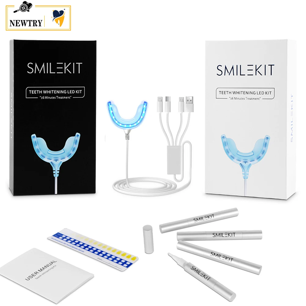 Portable 16 LED Teeth Whitening Lamp Kits Blue Cold Light 35% Carbamide Peroxide Gel Dental Tooth Bleach Oral Hygiene Equipment