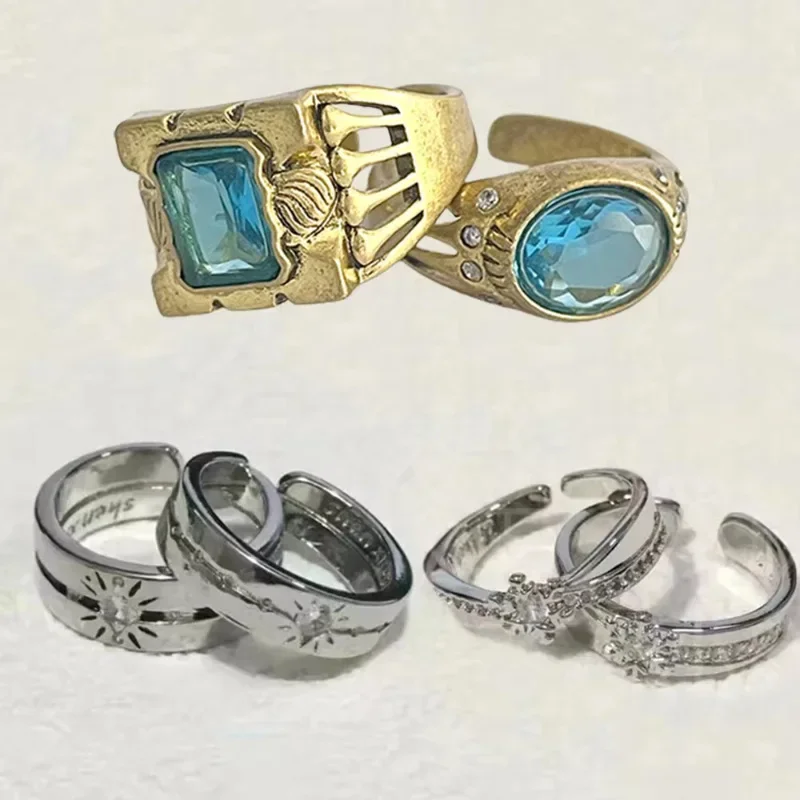 1 Pair Game Love and Deepspace Rafayel Zayne Aster‌ Role-playing Peripheral Couple Rings Adjustable Retro Rings Fans Gifts