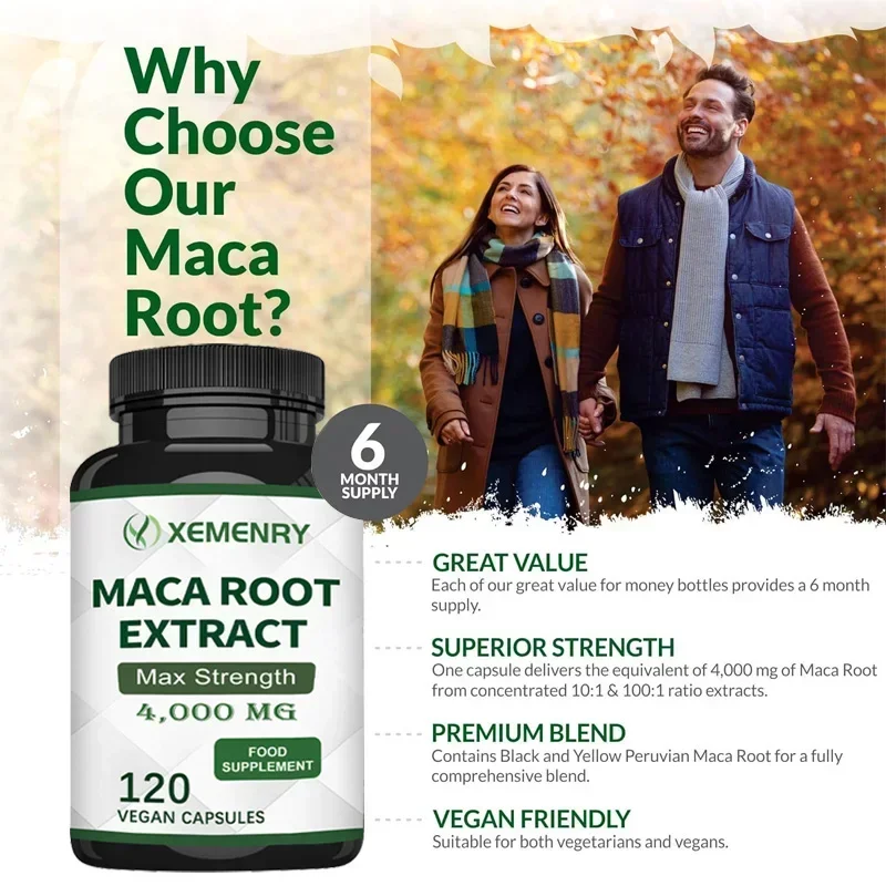 Suplemento de maca natural – para energia e resistência, construção muscular, promove o crescimento muscular, alivia o estresse e aumenta a memória