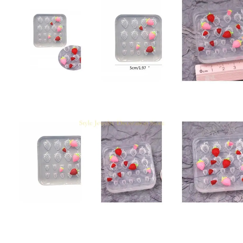 

D46E Клубничный орнамент ремесла силиконовые ювелирные украшения для эпоксидных ювелирных украшений
