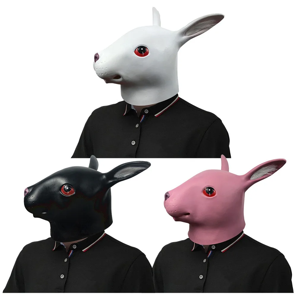 Latex-Hasenmaske Vollkopf-Tiermaske für Party und Cosplay – Detail 4