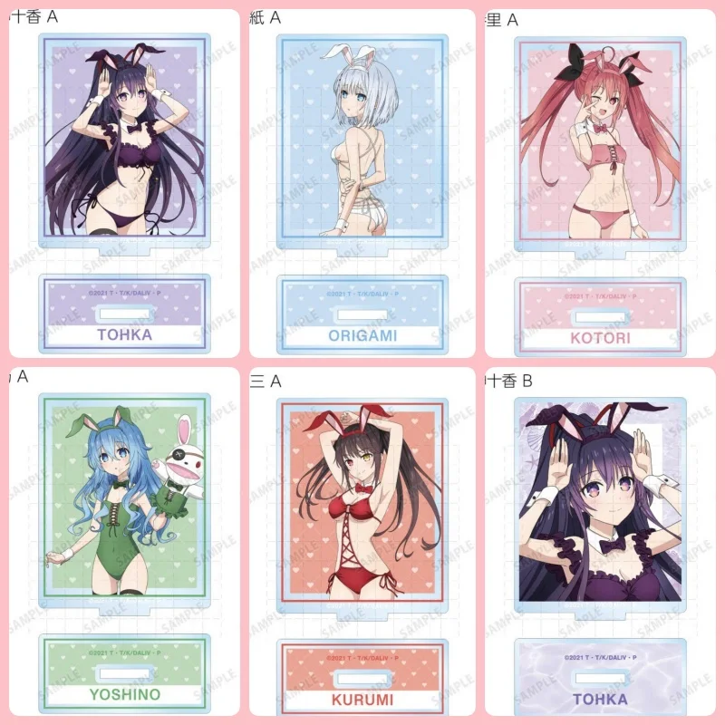 Date A Live Kurumi Tokisaki Kotori Itsuka Tohka Yatogami Origami Tobiichi Acrylic figure stand Collecting accessories keychain