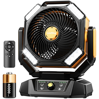 coldSky 40000mAh Camping Fan Battery Operated Fan with 4 LED Light 8 Speeds Desk Fan Remote Portable Rechargeable Outdoor Fan
