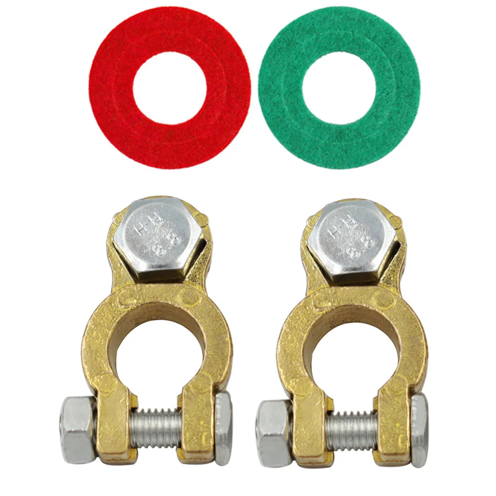 

1 Pair Terminal Connectors Brass For Car Rv Boat Vehicle Accessories Positive Negative Post Clamps