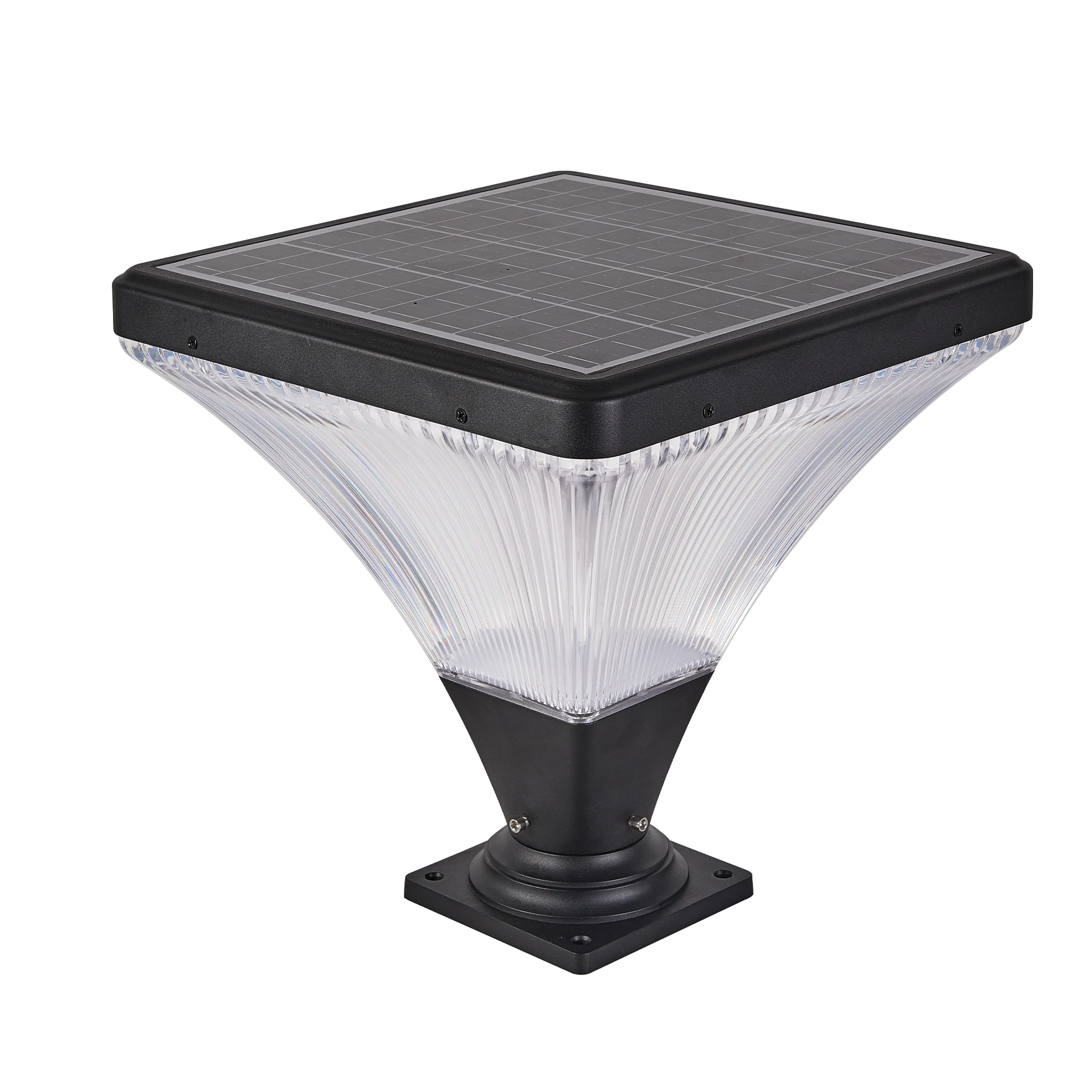 ARLGSITE 16 inch Black Solar LED Post Light Pier Mount Base Remote Dusk to Dawn Outdoor