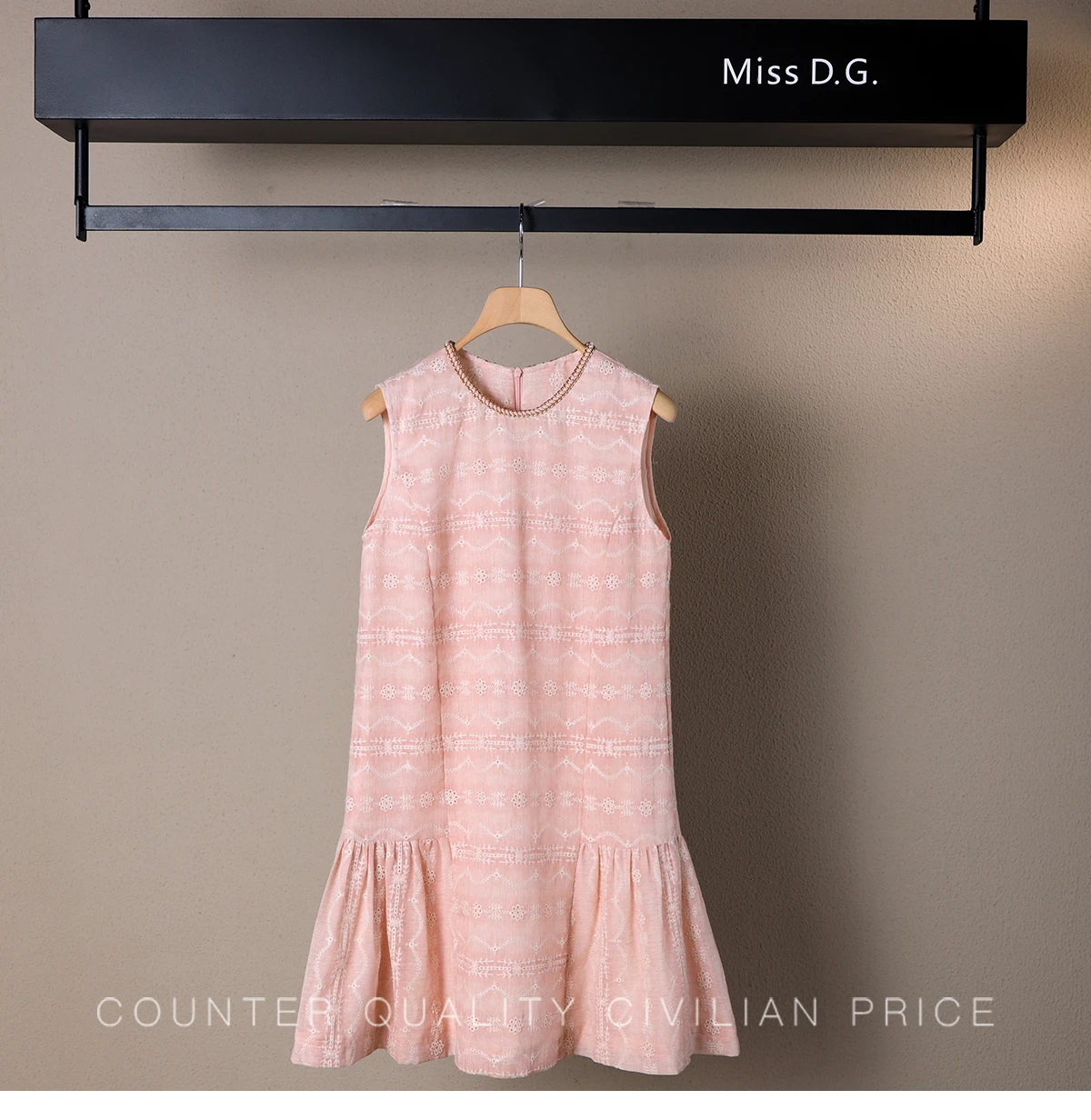 Robe de soirée française élégante, Simple, col ras du cou, sans manches, broderie, taille haute, ligne a, tempérament, robe courte pour femmes