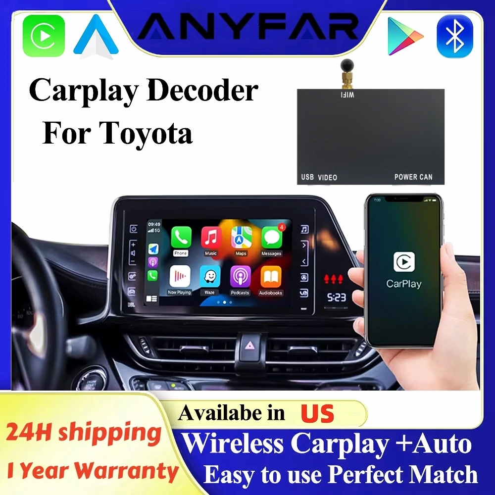 ANYFAR Wireless Carplay Android Auto For TOYOTA Touch 2 Entune 2.0 Highlander Tundra Sienna Prius Yaris Camry CHR Module