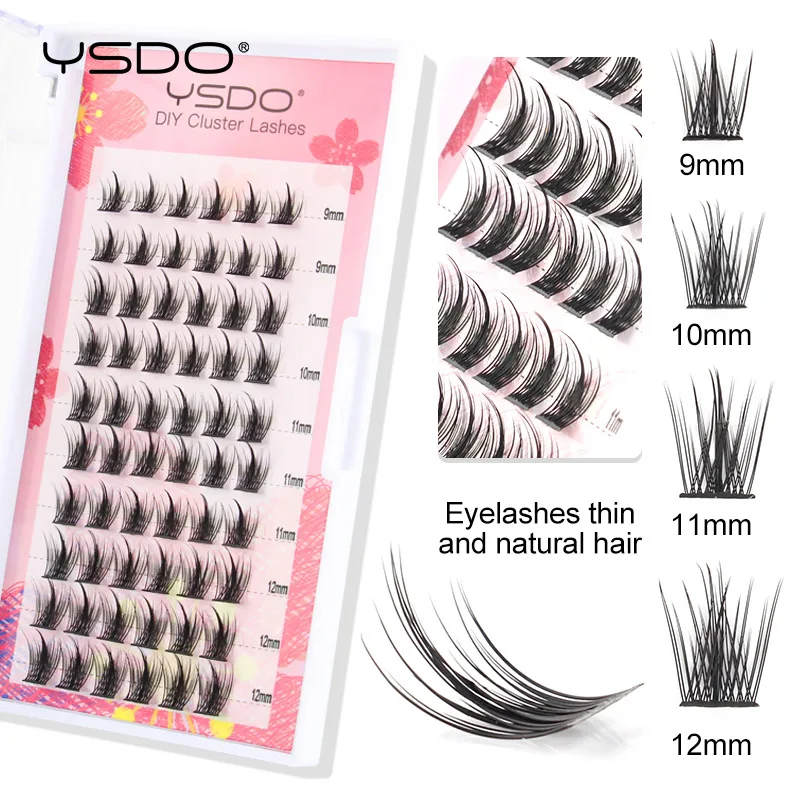 Ysdo 10 Reihen einzelne Wimpern falsche Wimpern Cluster DIY Wimpern verlängerungen Russland Volumen Faux Nerz Wimpern Make-up Zilien Werkzeuge