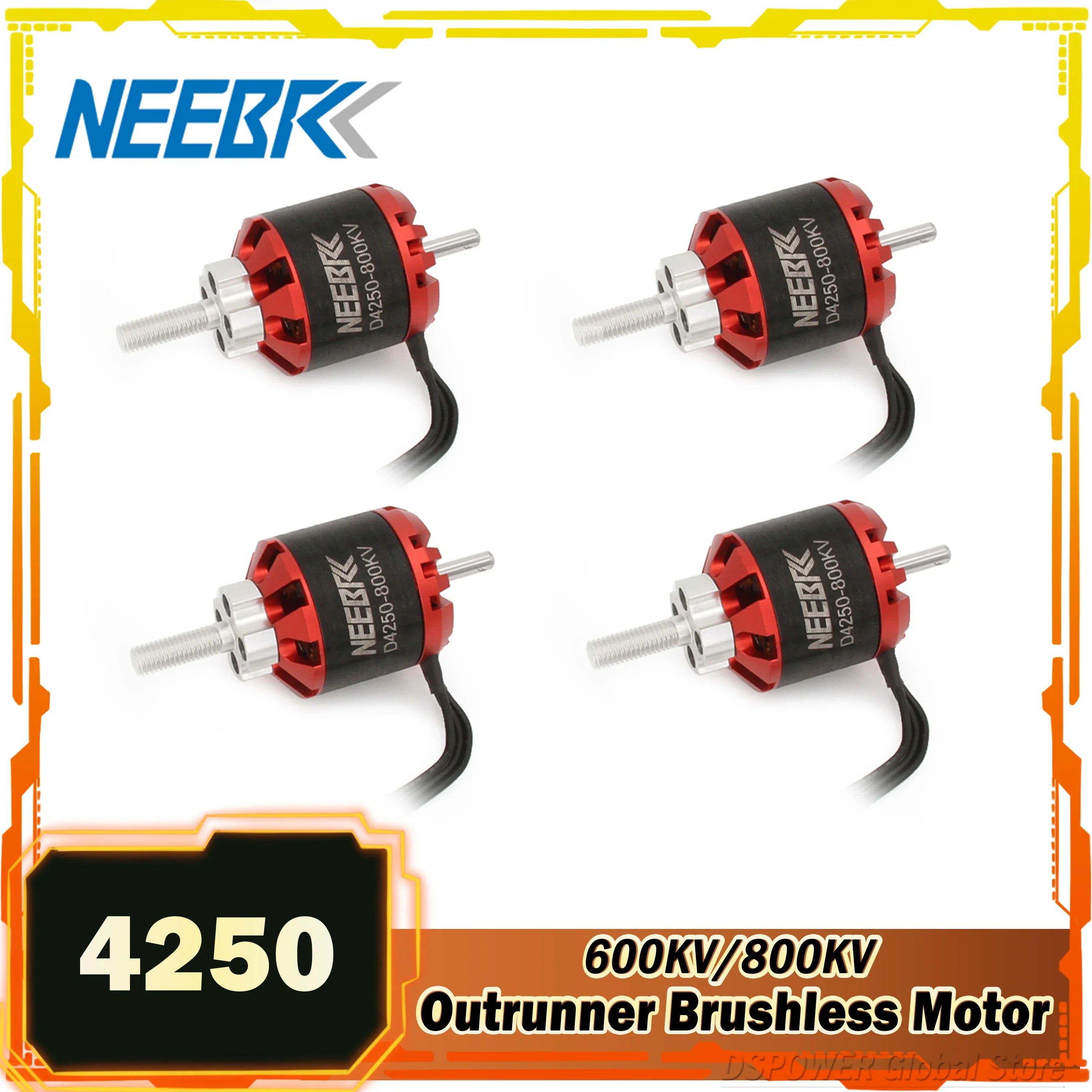 NEEBRC 4250 600KV 800KV RC FPV Outrunner Brushless Motor 3-7S for Fixed Wing Drone Airplane Aircraft Quadcopter Multicopter ESC