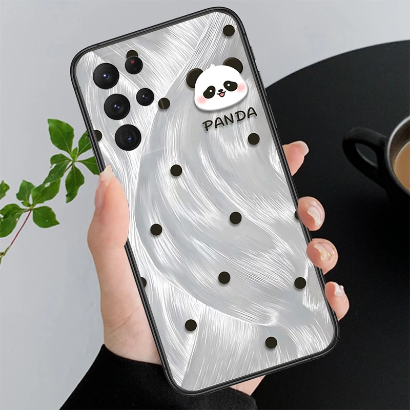 Animal Tulip Flower Bow Bear Panda Phone Case For Samsung Galaxy S25 S24 S23 S22 S21 Ultra S24 S23 S22 S21 S25 Plus S24 S20 FE