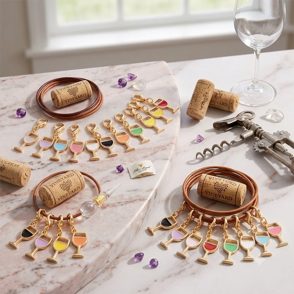Colorful Enamel Wine Glass Charms Lobster Clasp Pendants for DIY Jewelry Making Bracelet Keychain Floating Accessories