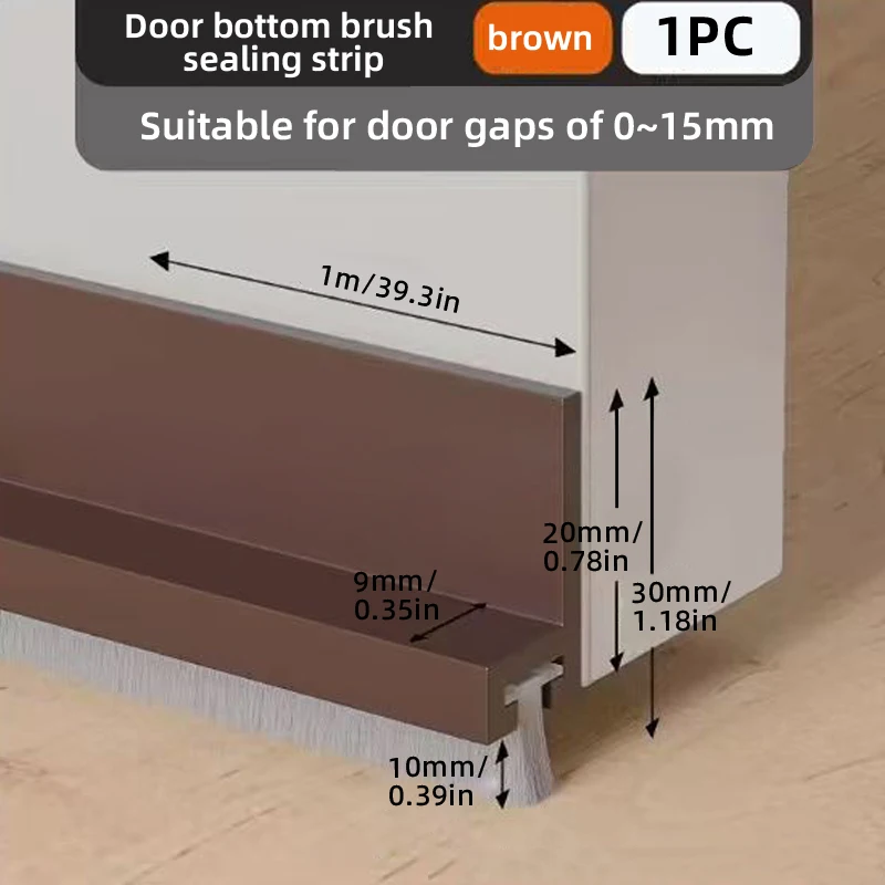 Door Seal Draft Stops With Brush Reduce Noise Rubber Door Sweep Breeze Blocker Insect Proof Dust Proof Sound Proof Seal Strips