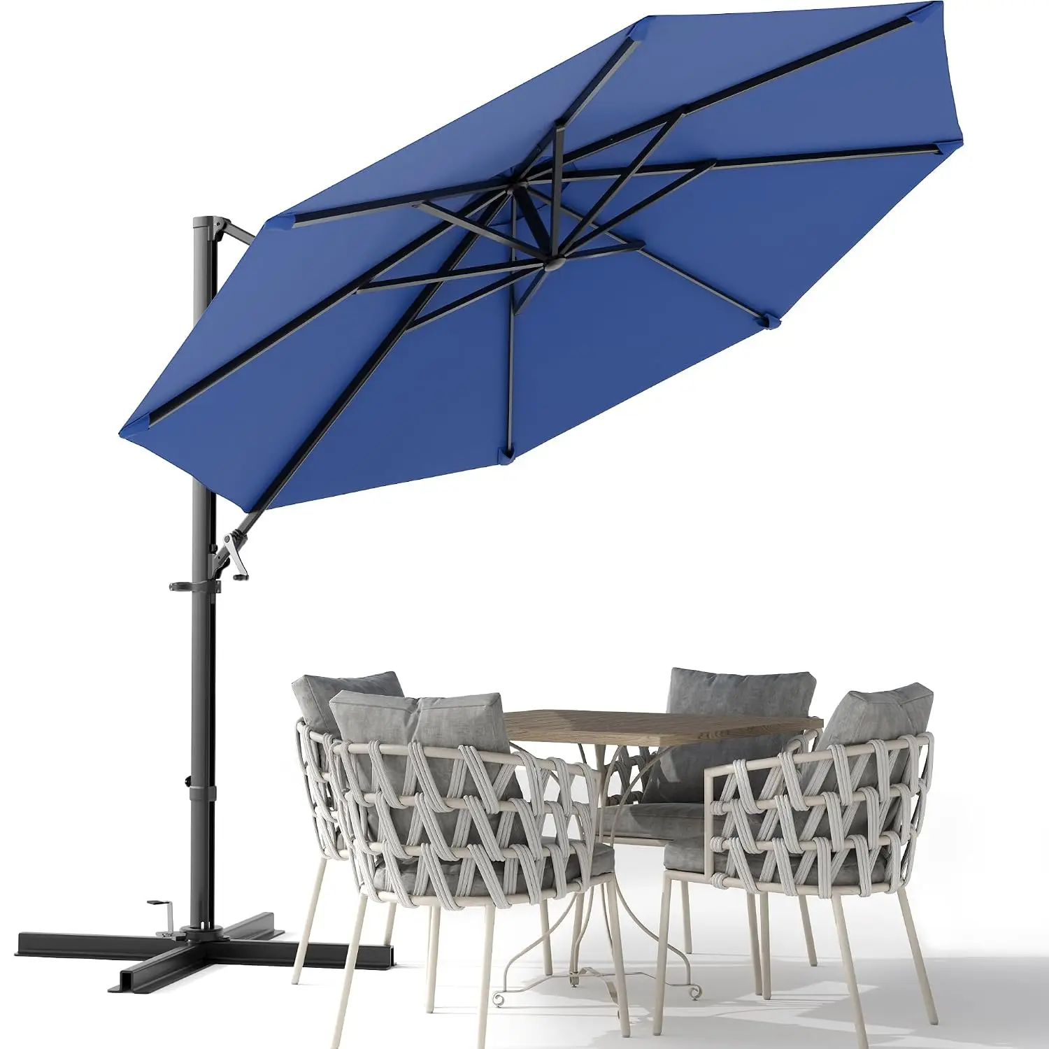 10ft Cantilever Patio Umbrella Large Round Outdoor Hanging Offset Market Umbrella 360 Rotation Easy Tilt Heavy Frame, Customized