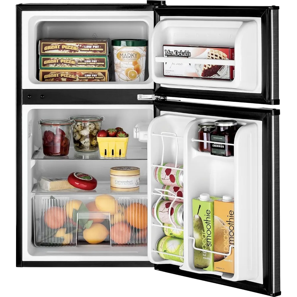 Mini frigo con congelatore | 3.1 Cubic Ft. | Design a doppia porta con ripiani in vetro, cassetto Crisper e ampio congelamento