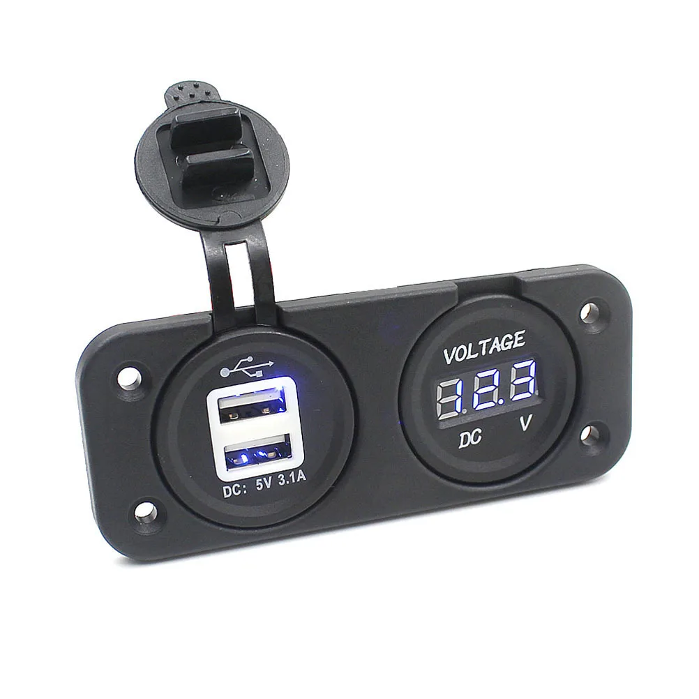 

Cs-247 12-24V Car Motorcycle Boat Dual USB 3.1a Power Adapter LED Digital Voltmeter Black Durable Flameresistant Hard