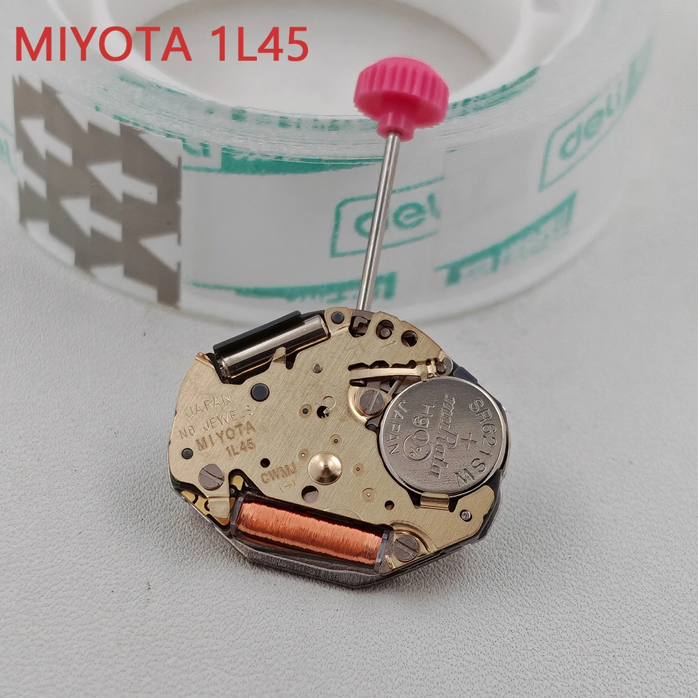 Original Miyota Quarz-Uhrwerk 1L45 Japan Originalmechanismus mit Batterie/Stiftteilen 1L45 Uhrwerk