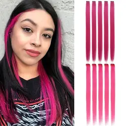 BlackStar-extensiones de cabello sintético para mujer, postizo liso multicolor de 20 pulgadas, 10 piezas, reflejos de fiesta