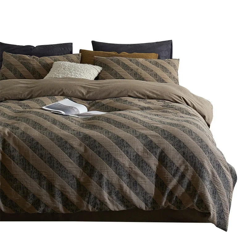 Pure cotton four-piece set, light luxury wabi-sabi style pure cotton sheets, fitted sheets, fitted sheets, duvet covers, vintage