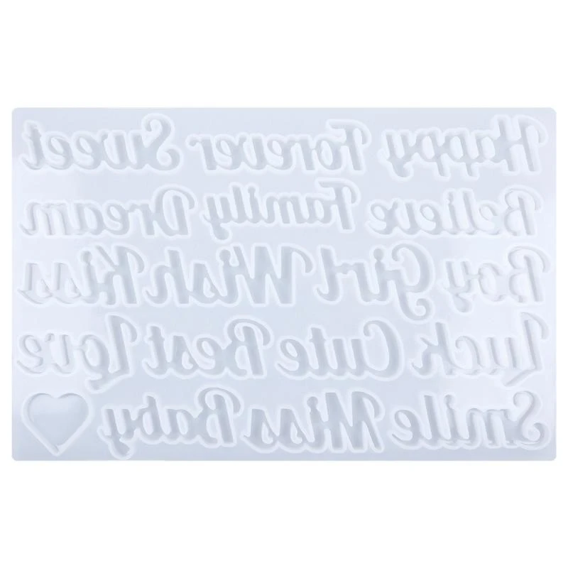 

652F Silicone Resin Molds Letter Silicone Mold Greeting EpoxyResin Casting Mold Keychain Making Set Keyrings