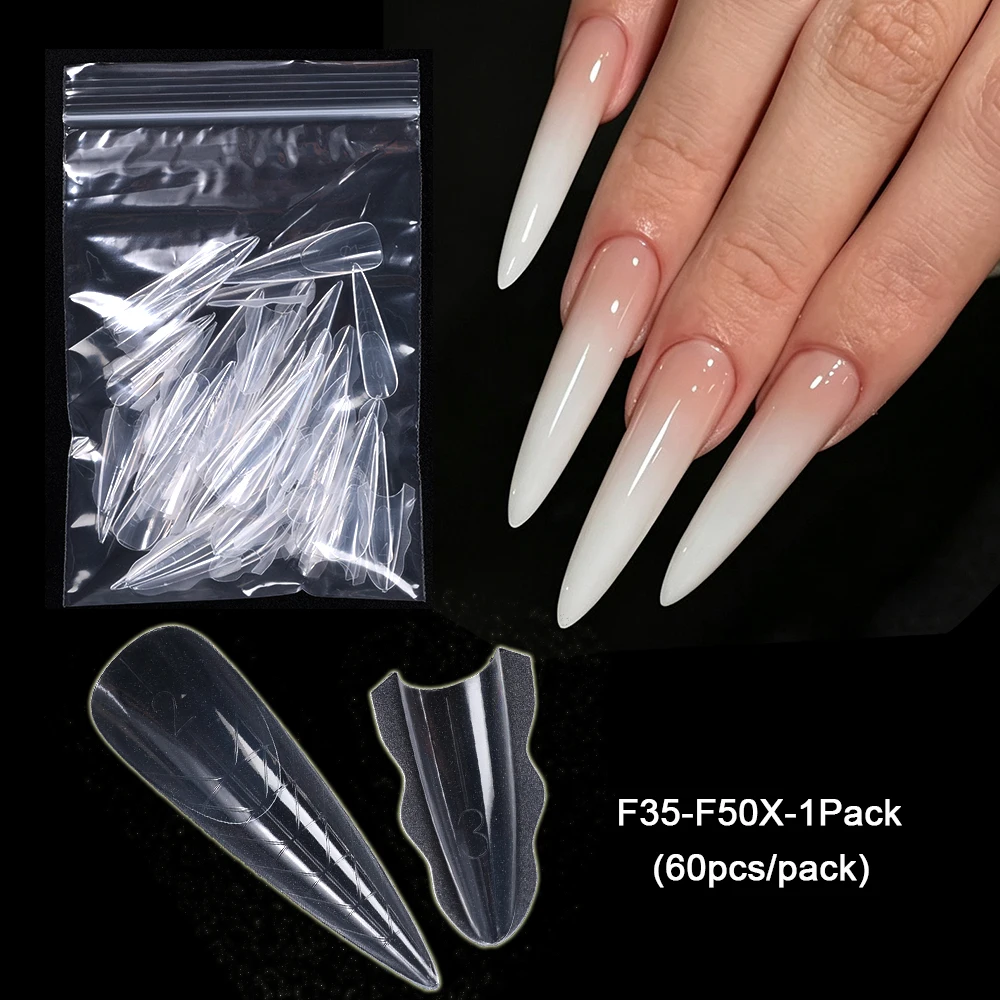 SWEET TREND-60 Stück Dual-Nagelformen in 15 Größen – Dual-Formen Oval/Lange Sargform Ober-/Unterseite Nagelformen Maniküre-Verlängerungswerkzeug