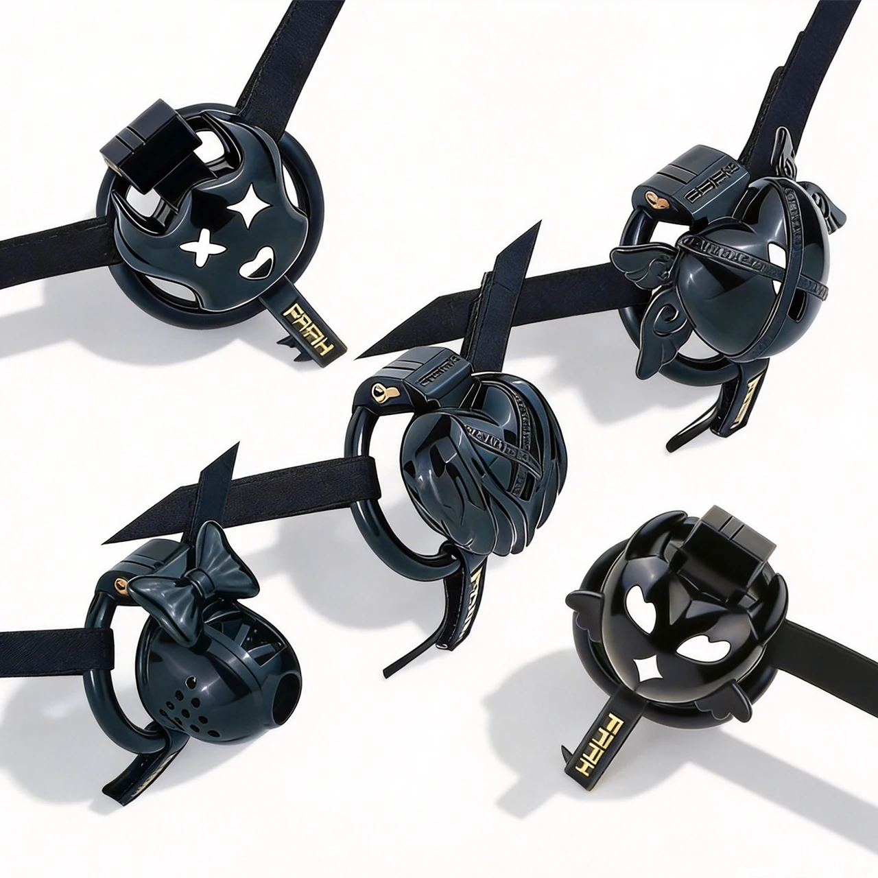 FRRK Premium Winged Devil Call Lightweight Compact Plastic Wearable Cock Lock Cage with 3-Way Bondage Strap for Men Gay BDSM Toy