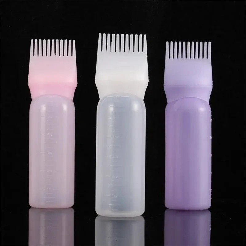 120ml Multicolor Plastic Hair Dye Refillable Bottle Applicator Comb Dispensing Salon Hair Coloring Hairdressing Styling Tool