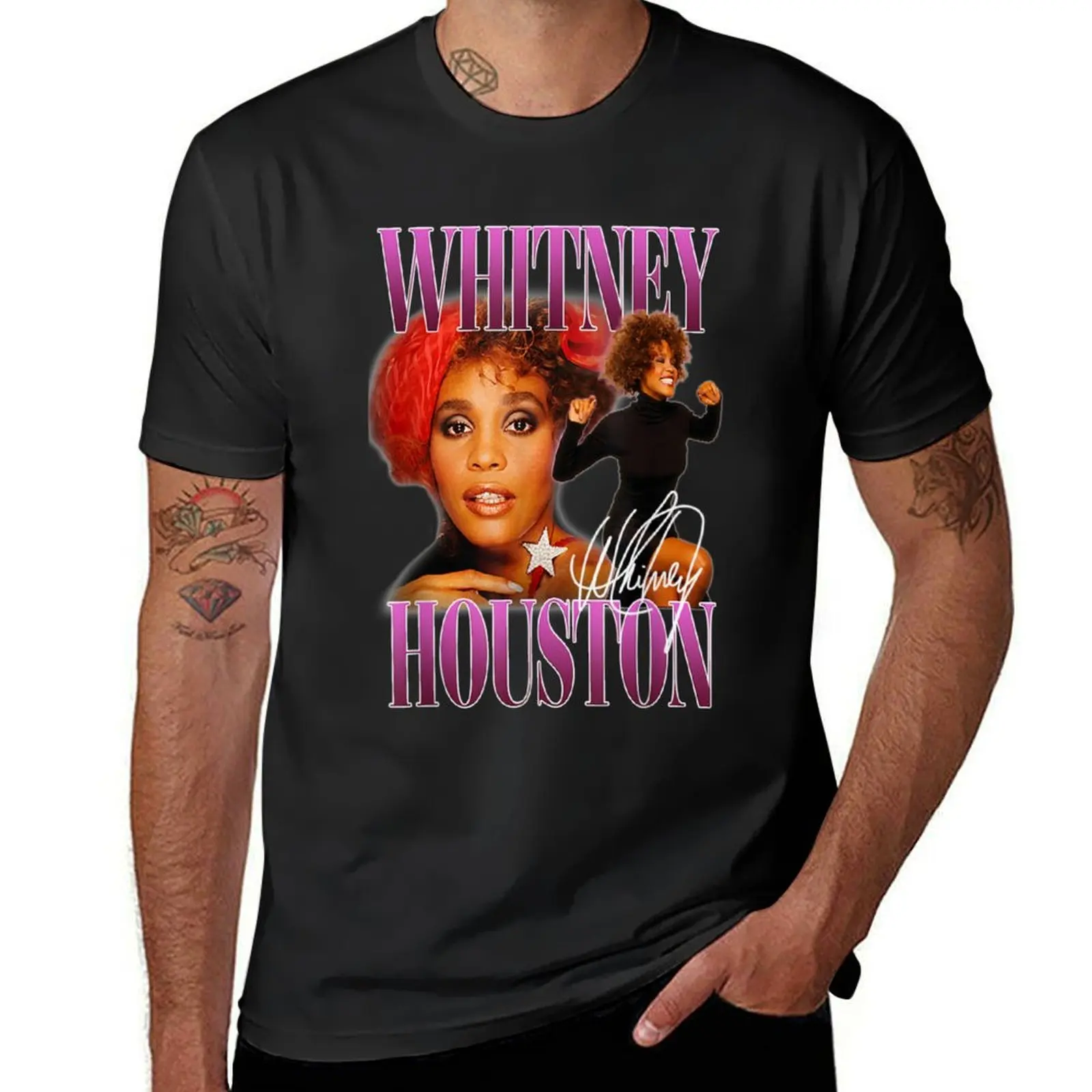 Whitney Houston T-Shirt customs Short sleeve tee anime boys whites mens white t shirts