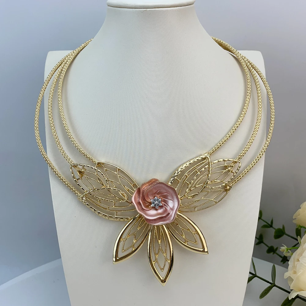 Brazilian Simple Style Big Bold Necklace Luxury Quality African Bride Jewelry Set For Women Party Gifts FHK23097