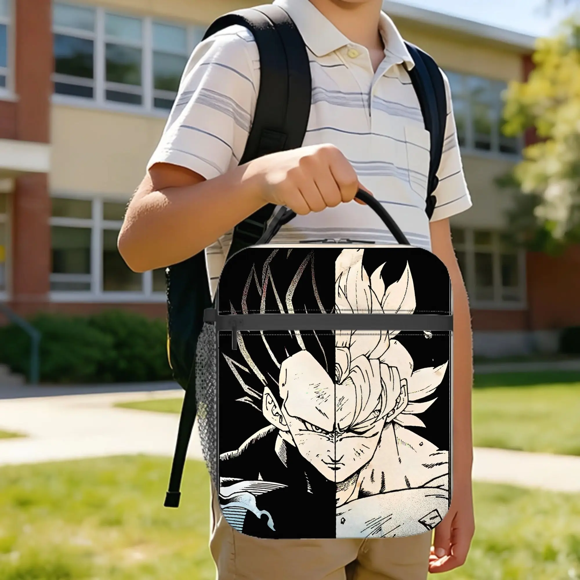 Bolsas Térmicas para el Almuerzo de Dos Rivales, Goku y Vegeta, DBZ, Reutilizables, Contenedor para el Almuerzo, Bolsa Térmica a Prueba de Fugas, Bolsa para Guardar Alimentos