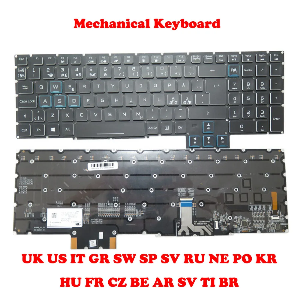 

Механическая клавиатура для ACER PH717-71 N17Q11 с цветной подсветкой, Аравия, Бельгия, BE Bulgaria BG, чешский, французский, немецкий, GR HU, Великобритания, США, IT