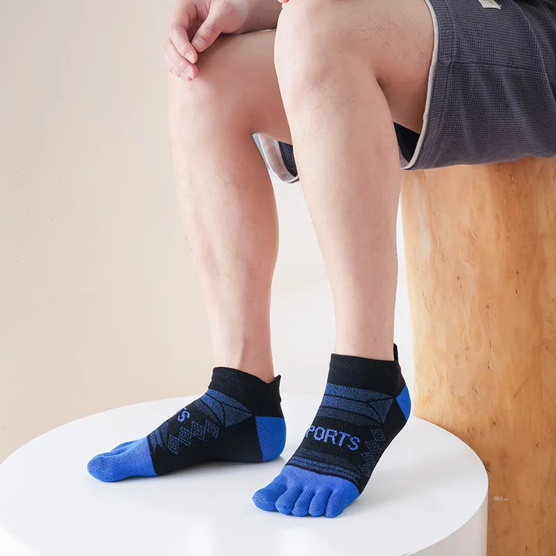 

5 пар весенне-осенних мужских повседневных спортивных носков с пятью пальцами и низкими трубками, модные носки с защитой пятки