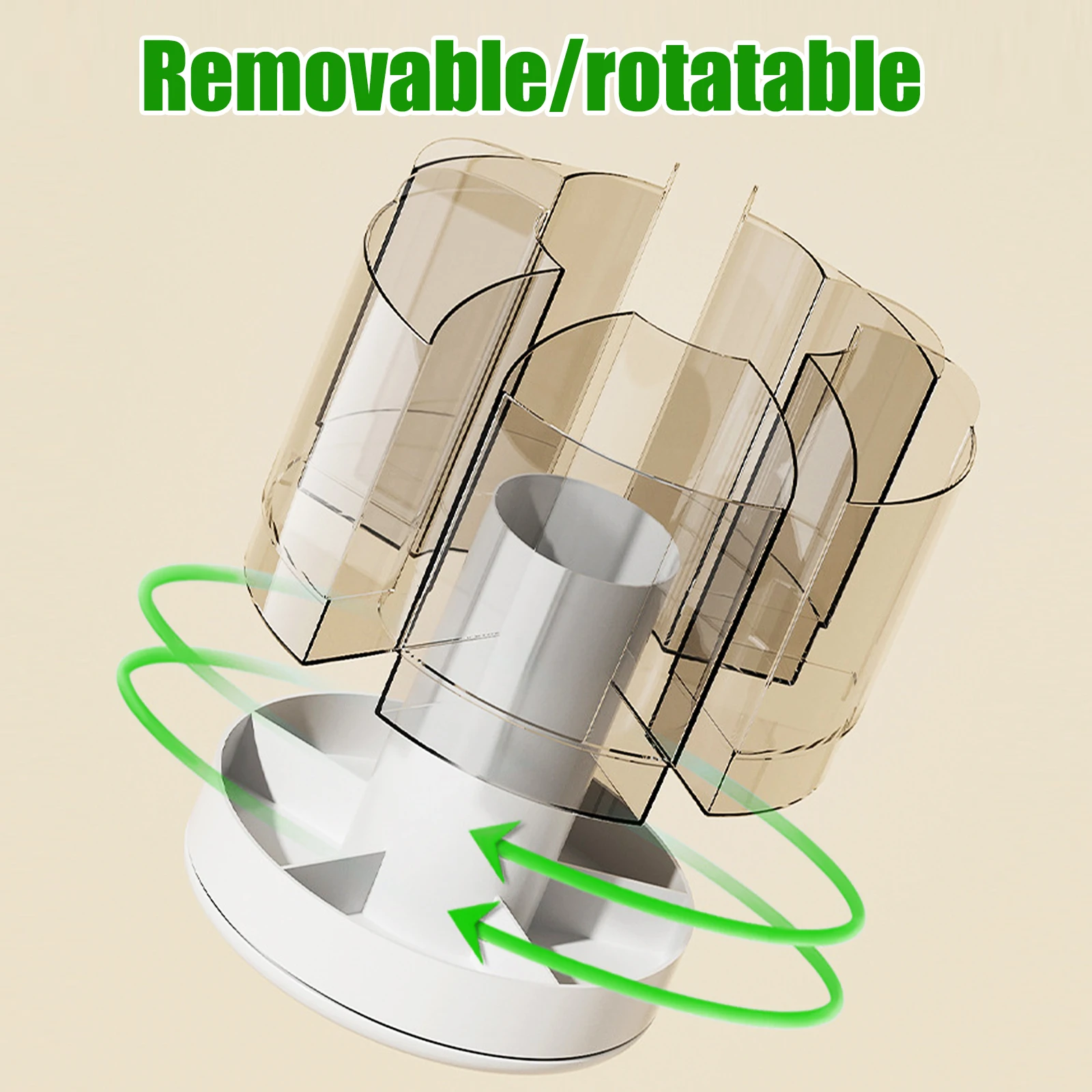 Rotating Pencil Organizer Large Capacity Round Desktop Storage Holder with 6 Compartments 360° Turntable Lipstick Organizer