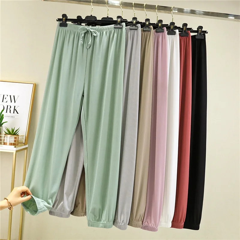 

Ice Silk Loose Casual Pants Women's Summer Thin Nine Points Large Size Outerwear Cuffed Harlan Sports Lantern Pants