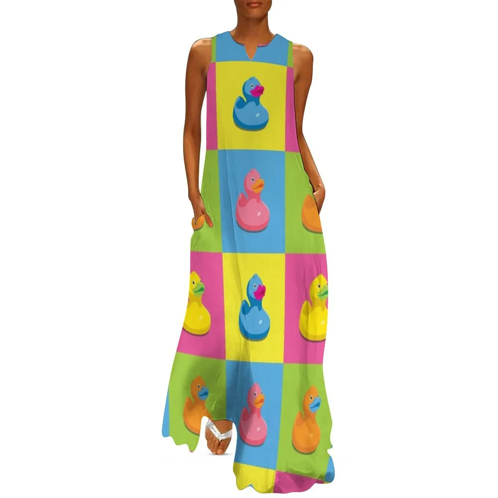 Rubber Duckies Pop Art Long Dress women