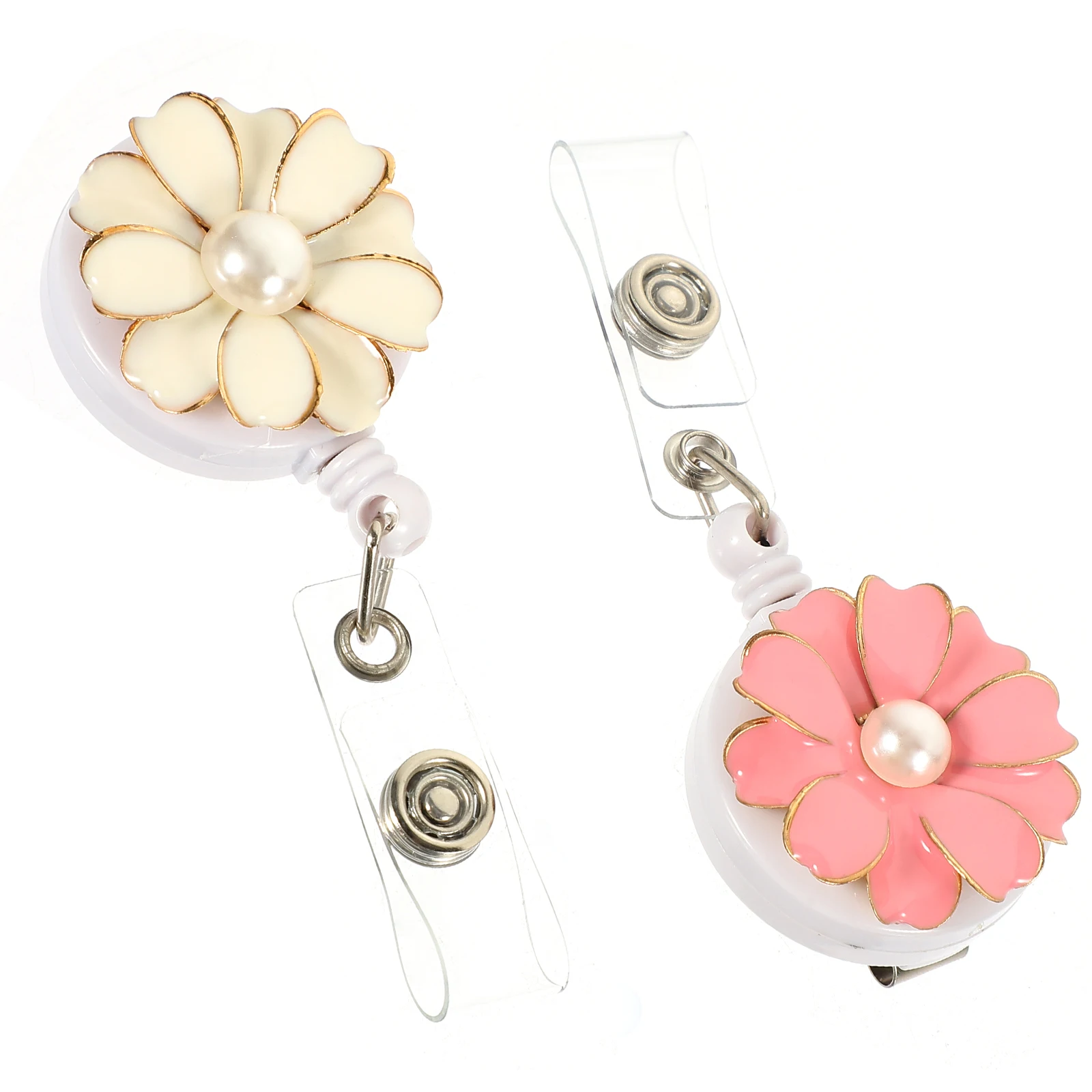 

2pcs Retractable Badge Holder Metal Plastic Material Nurse Lanyard ID Cards Accessory Portable Work Use