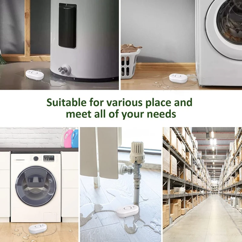 Water Leak Detector Sensor Alarm: Home Water Flooding Monitor Smart Sink Overflow Monitoring Warning For Basement Floor