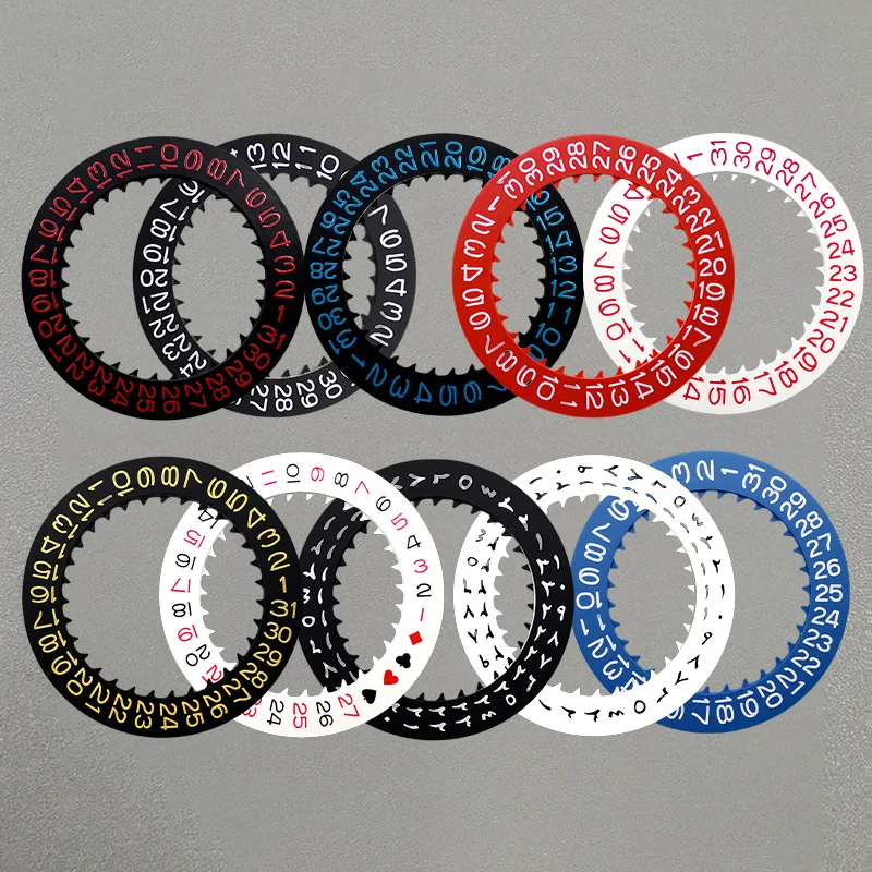 NH35 NH36 Date Dial Pasuje do NH35 NH36 NH34 Movement SKX007 SKX009 Red Blue Black Automatic Mechanical Movt Day Date Dial Wheel