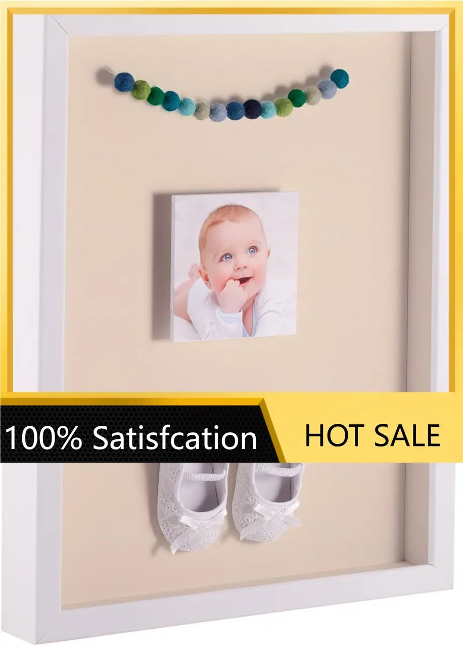 24 x 30 Inch Shadow Box Picture Frame, with a Satin White 1'' Shadowbox Frame and Alabaster Mat