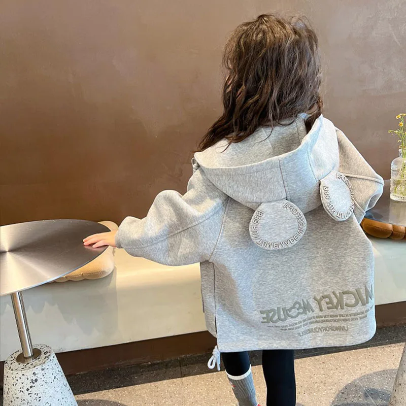 Jackets for Girls hoodie Autumn 3D Ears Hooded Coats Kids Zipper Sports Outerwear Children Clothes sweatshirt kids clothes girl