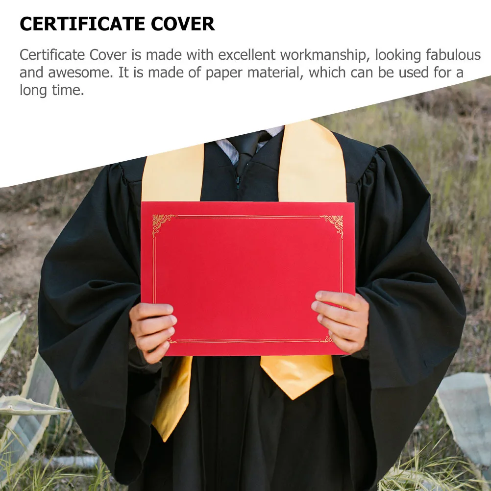 

5Pcs Certificate Covers Premium Paper Diploma Holders for Achievement Awards Graduation Marriage Citizenship Documents Display